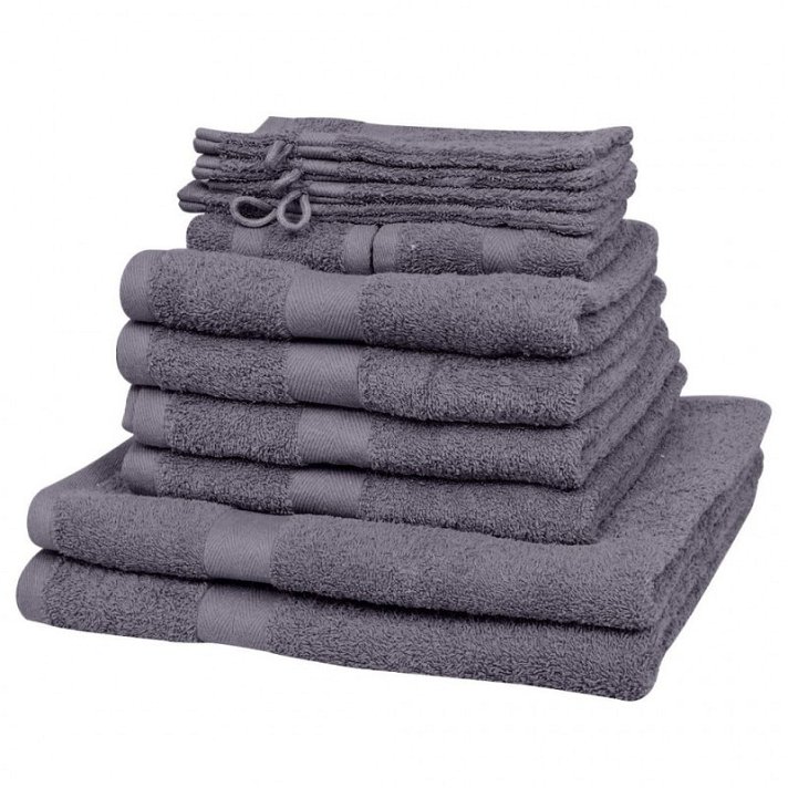 Conjunto de toalhas de 12 peças de algodão 500 gsm antracite Vida XL