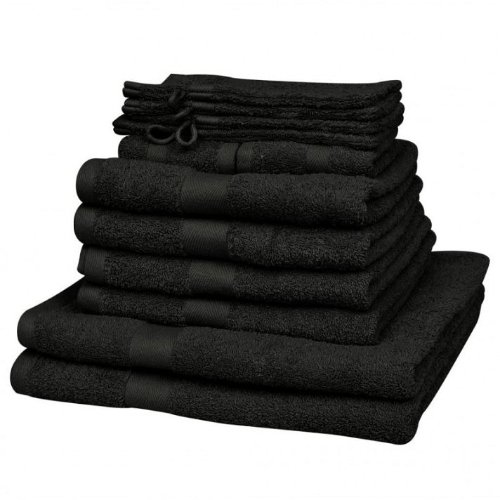 Juego de toallas 12 piezas algodón 500 gsm negro Vida XL