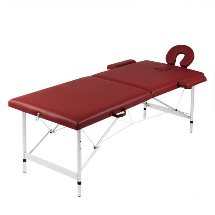 Mesa camilla de masaje de aluminio plegable de dos cuerpos rojos Vida XL