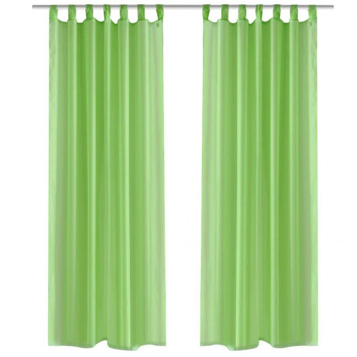 Set de cortinas semitransparente Verde Vida XL