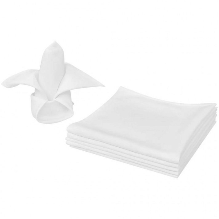 Pack de 100 serviettes blanches en tissu 100% polyester avec bords doublés de 50 x 50 cm Vida XL