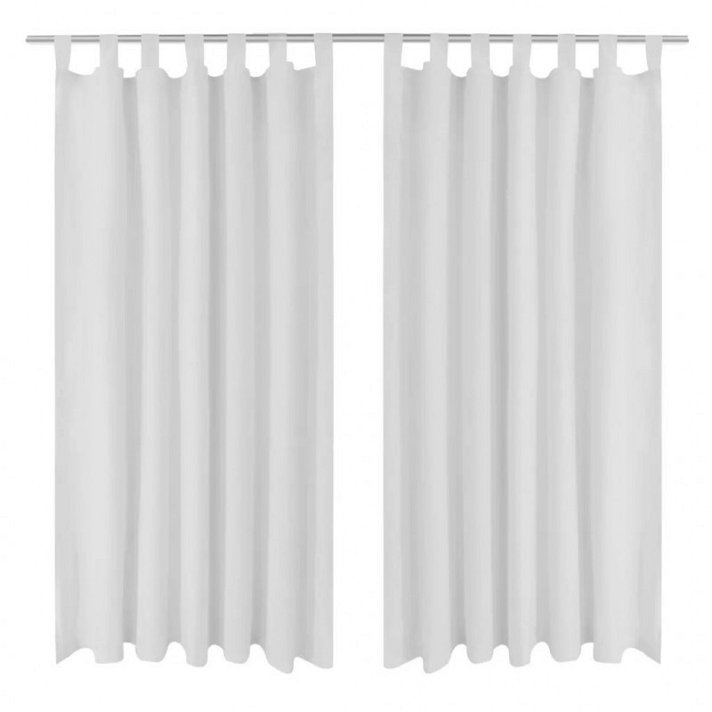 Pack de dos cortinas de 175 cm color blanco fabricadas en micro poliéster satinado Vida XL