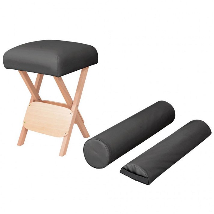 Juego de taburete de masaje plegable de 35 cm color negro con dos cojines Vida XL