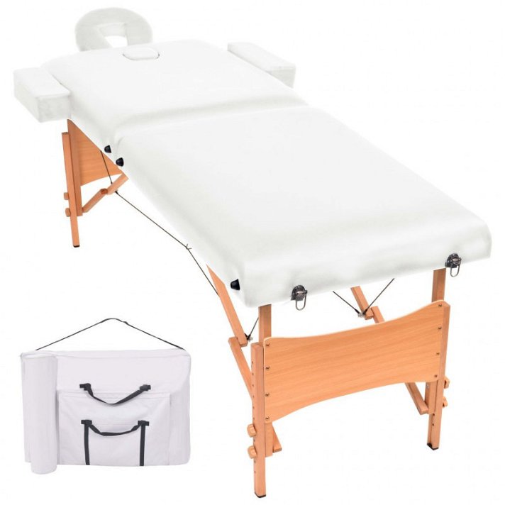 Mesa de massagem dobrável com 2 zonas de 10 cm de espessura Vida XL branca