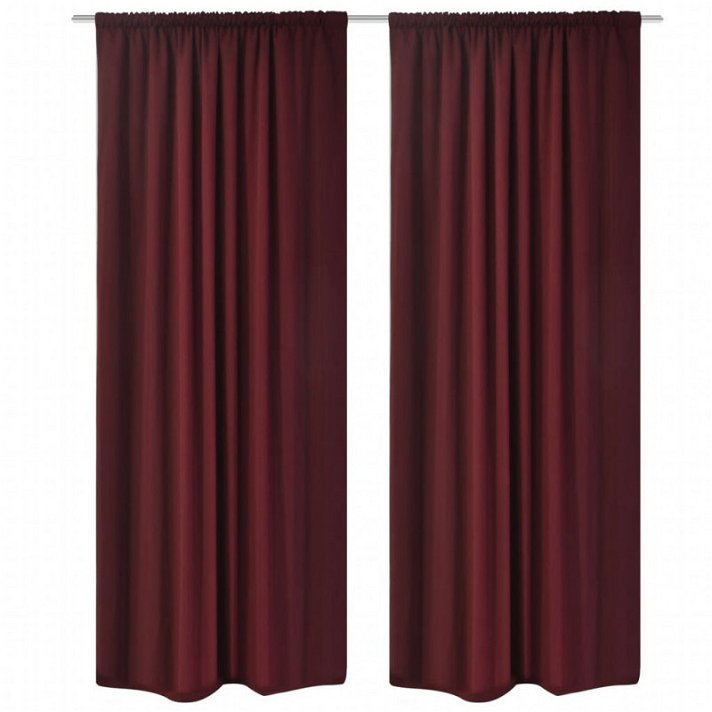 Juego de cortinas bordó opacas de doble capa en poliéster con dos abrazaderas Vida XL