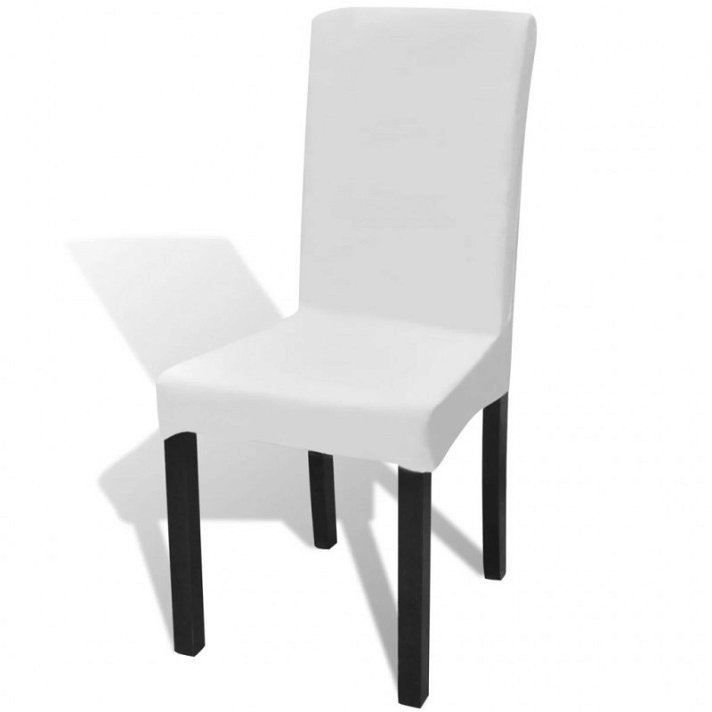 Capa elástica para cadeiras com encosto cor branca Vida XL