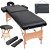 Ensemble de table de massage pliable en bois et en similicuir de couleur noire VidaXL