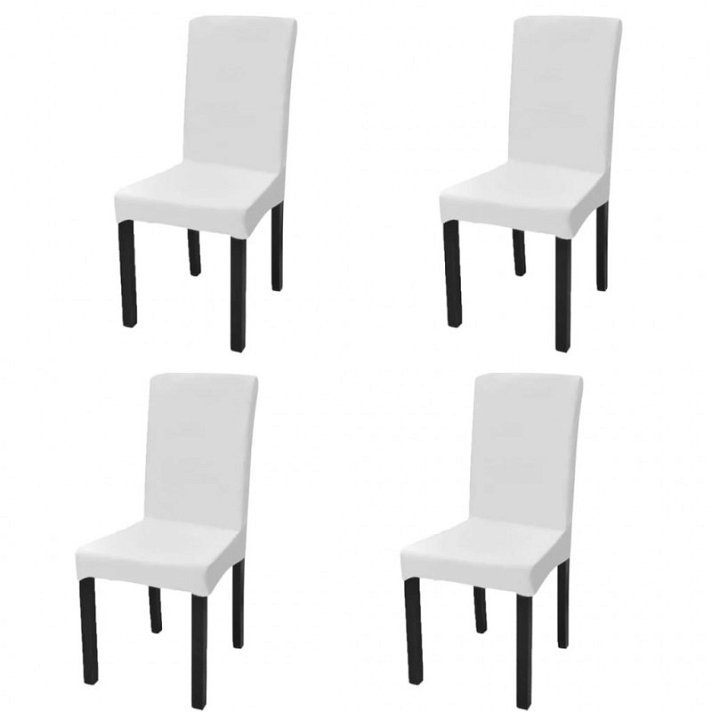 Pack de fundas elásticas rectas para silla Blanco Vida XL