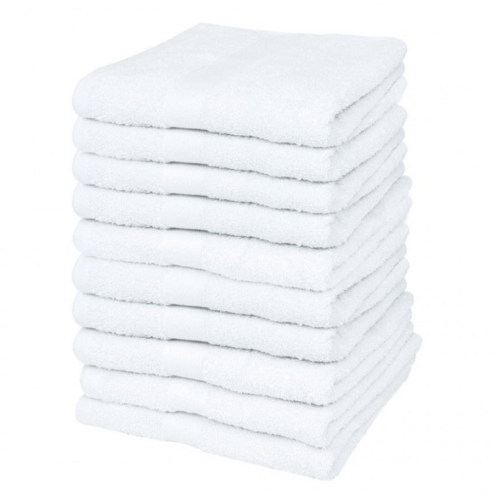 Pack de 10 toallas de 50 cm color blanco fabricadas en tela absorbente de algodón Vida XL