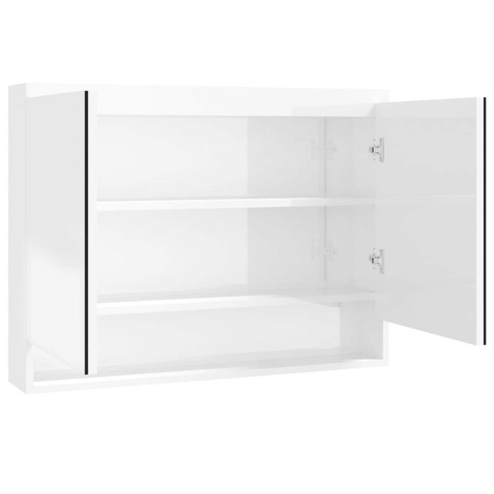Armário de casa de banho com espelho 80x60 cm em MDF branco brilhante VidaXL