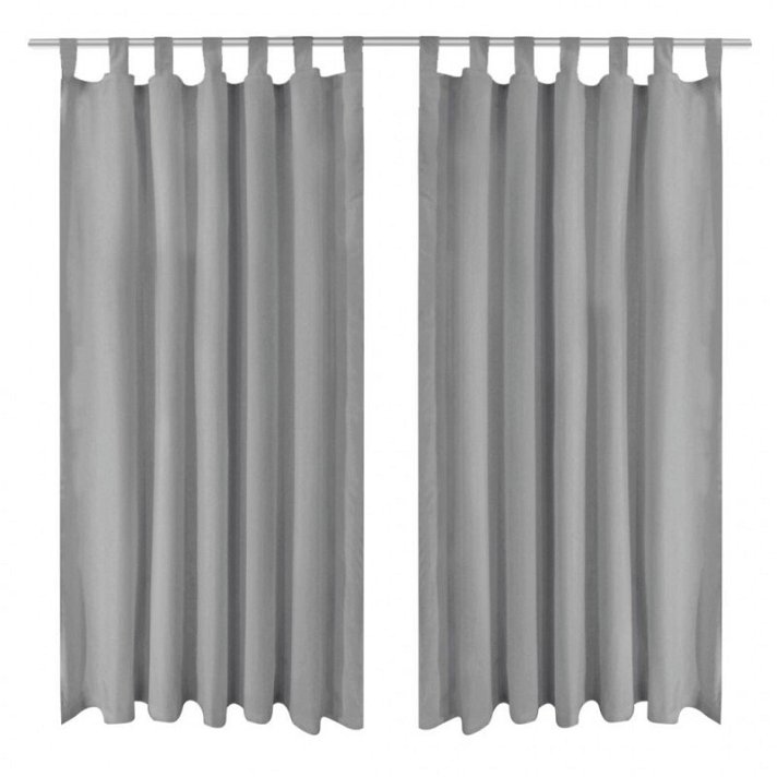 Pack de cortinas de 140x225 cm hechas en micro raso con un acabado en color gris Vida XL