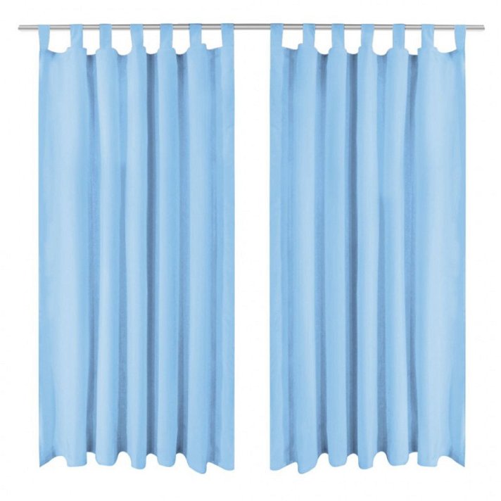 Set di tende azzurro con passanti Vida XL