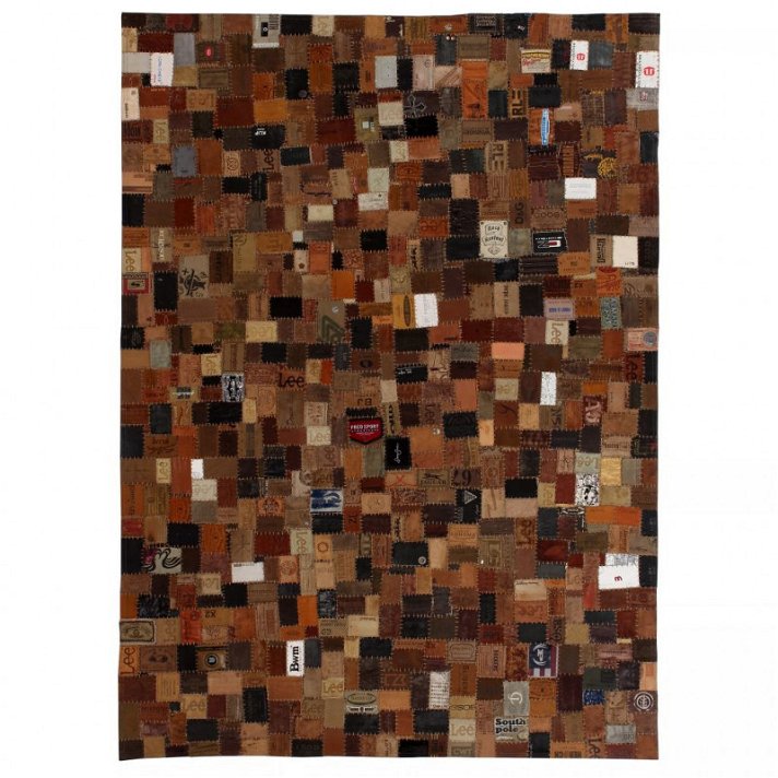 Alfombra rectangular patchwork de 160x0.8x230 cm con un acabado en color marrón Vida XL