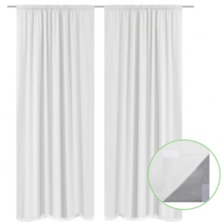 Lot de deux rideaux occultants double épaisseur en tissu polyester 140 cm blanc Vie XL