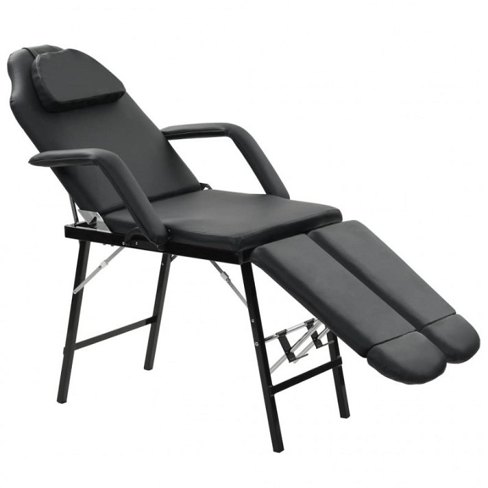 Fauteuil de massage inclinable en acier et en bois avec revêtement en similicuir noir VidaXL