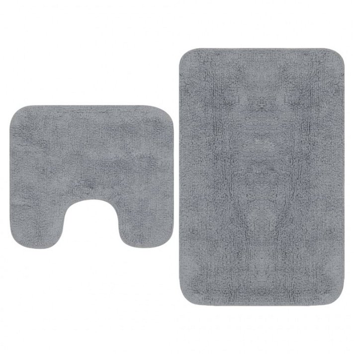 Ensemble de tapis de bain 2 pièces en tissu et de couleur grise Vida XL