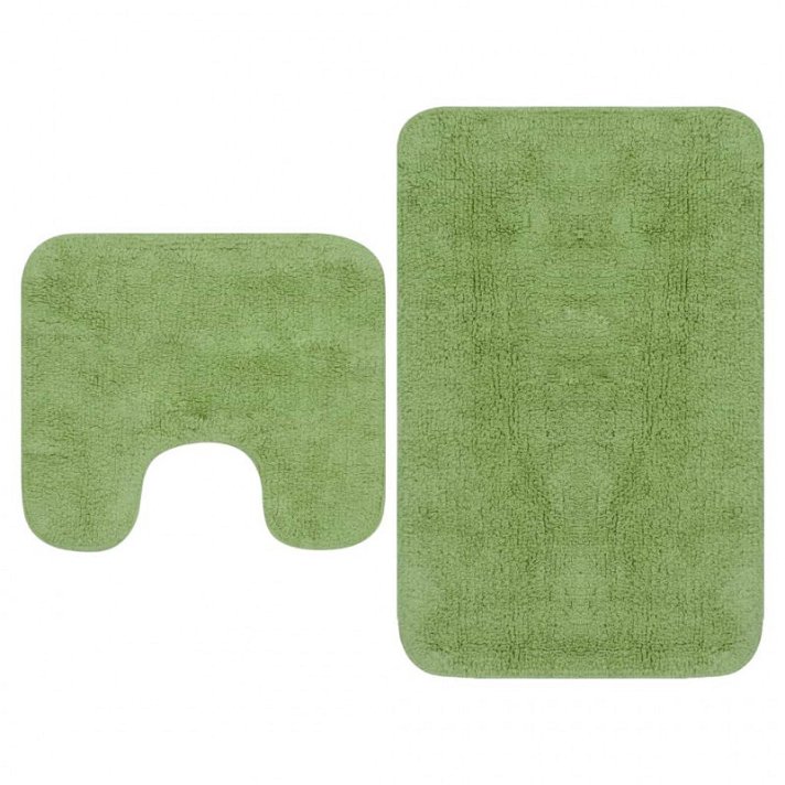 Conjunto de alfombrillas de baño de 2 piezas fabricadas en tela y en color verde Vida XL