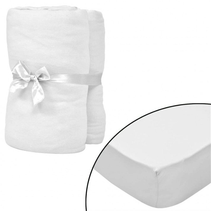 Sábana bajera ajustable de cuna 4 piezas algodón blanco 40x80 cm VidaXL