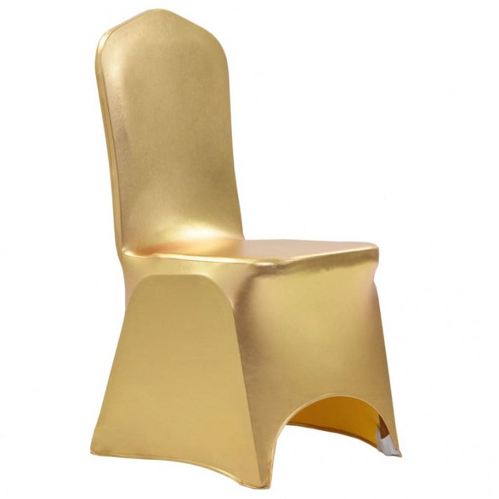 Pack de fundas para sillas hechas en tela con un acabado en color dorado Vida XL