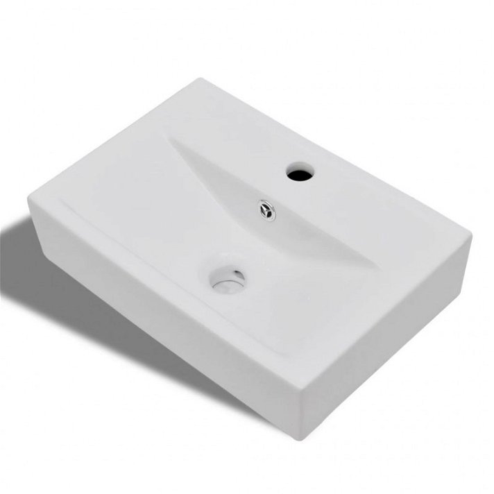 Lavabo de baño rectangular blanco 46x32x11 cm VidaXL