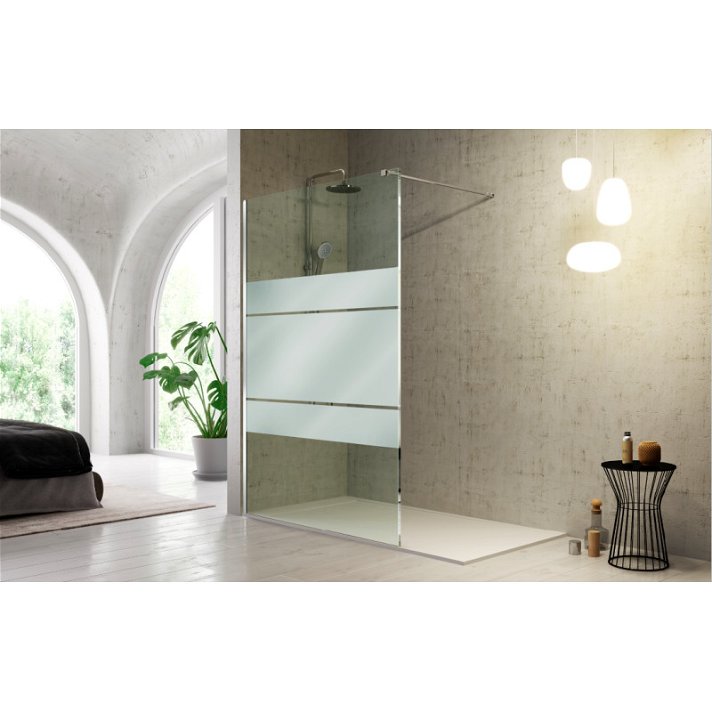 Kassandra FR633 Clio patterned fixed front shower enclosure