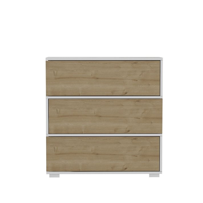 Mueble zapatero de tres compartimientos elaborado en madera aglomerada color roble zafiro y blanco Forme