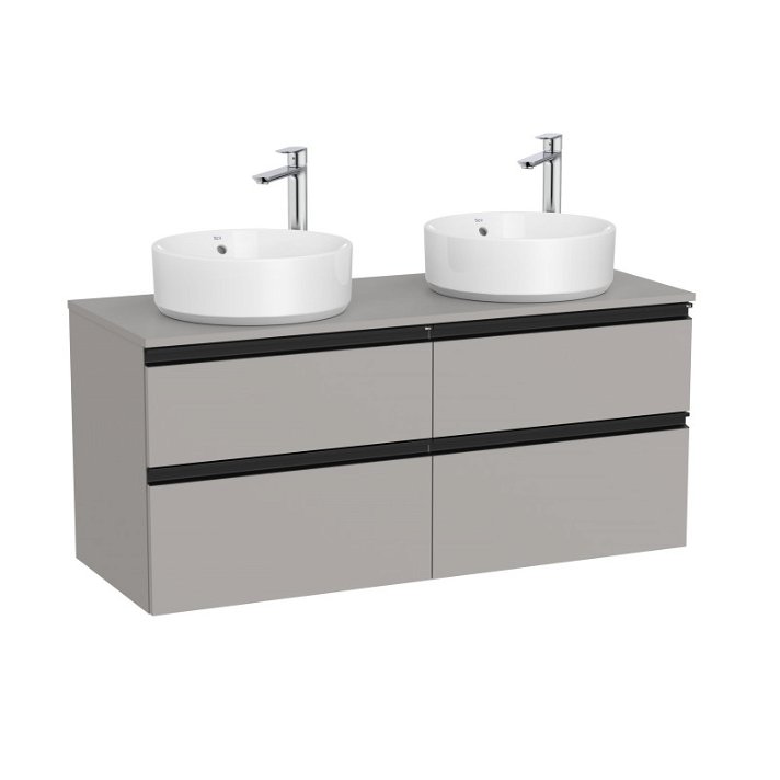Mueble de baño para lavabo doble con 4 cajones de 120 cm de ancho en color gris mate The Gap Roca