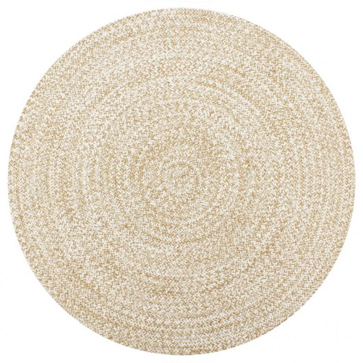 Tapis circulaire fait main 150 cm blanc et naturel Vida XL