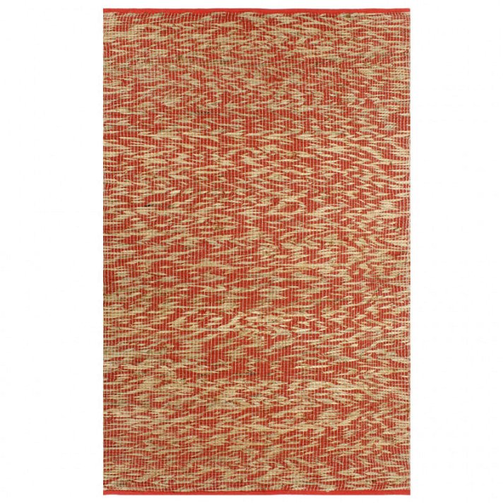 Alfombra de diseño rectangular fabricada a mano 230x160 cm color natural y rojo Vida XL