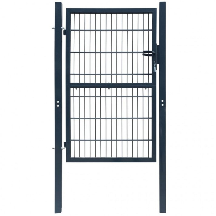 Portail de clôture fabriqué en acier de couleur gris anthracite et de 106x250 cm VidaXL