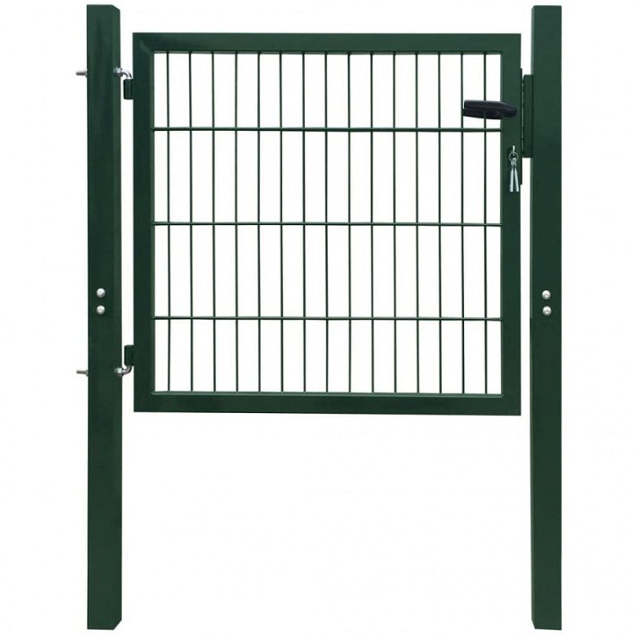 Puerta de vallado fabricada en acero recubierto en polvo de 105x150 cm y de color verde Vida XL