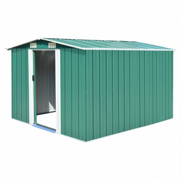 Caseta de jardín de metal verde 257x298x178cm Vida XL