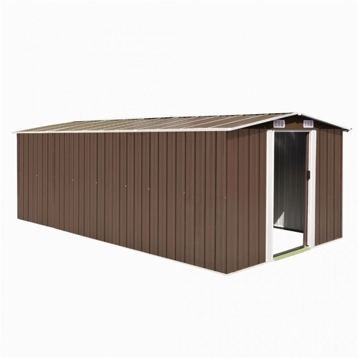 Caseta de jardín de metal marrón 257x497x178cm Vida XL
