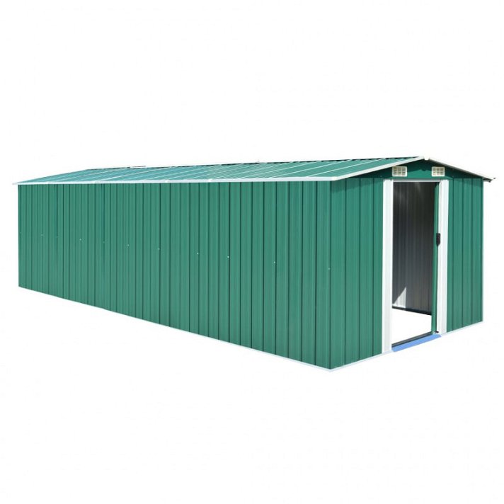 Caseta de jardín de metal verde 257x597x178cm Vida XL