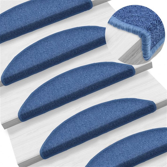 Alfombrillas de escalera adhesiva anti- resbalo por 15 unidades color azul Vida XL