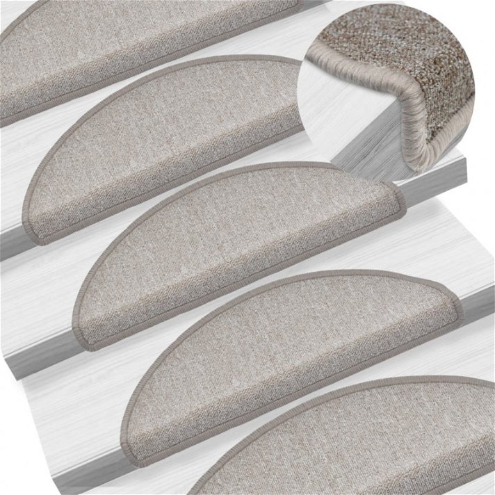 Alfombrillas de escalera adhesiva anti- resbalo por 15 unidades de 65 cm color gris topo Vida XL