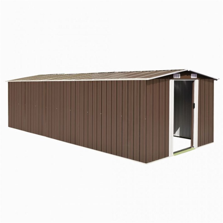 Caseta de jardín de metal marrón 257x597x178cm Vida XL