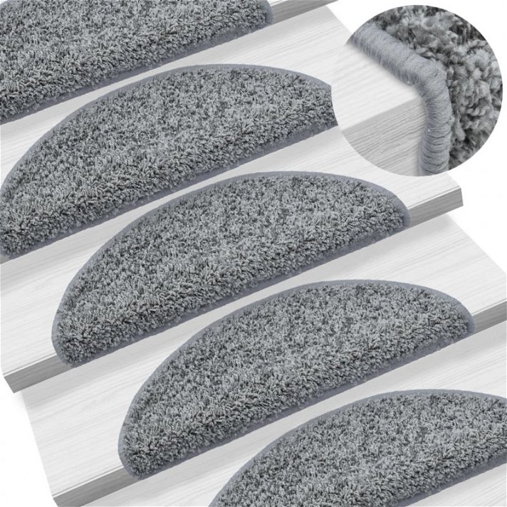 Alfombrillas de escalera adhesiva anti- resbalo por 15 unidades de 65 x 25 cm color gris Vida XL