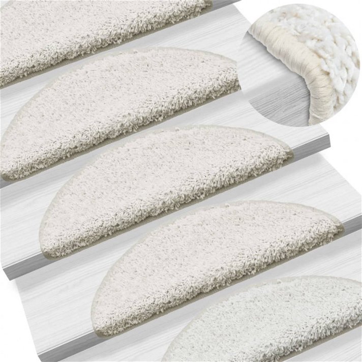 Alfombrillas de escalera adhesiva anti- resbalo por 15 unidades de 65 x 25 cm color blanco Vida XL