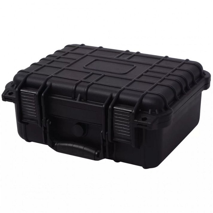Caja de herramientas tipo maletín con espuma protectora 35x29,5x15 cm de plástico ABS negro