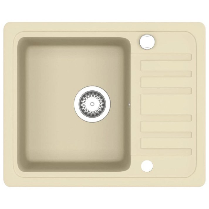 Évier de cuisine de 575x280x460 mm fabriqué en granit avec un bac et de couleur beige VidaXL