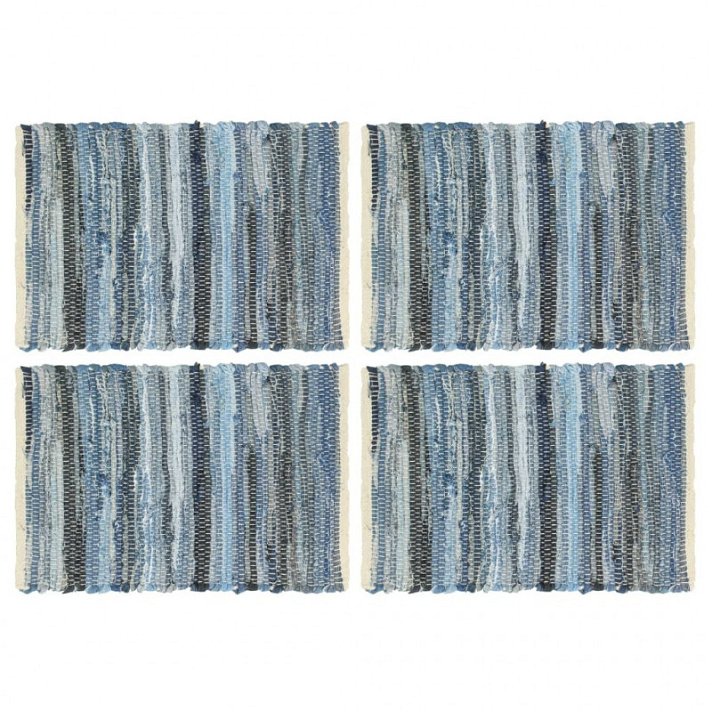 Set di 4 tovagliette chindi denim realizzate in cotone colore blu 30x45 cm Vida XL
