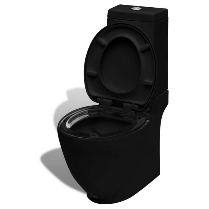 Inodoro WC de cerámica negro VidaXL