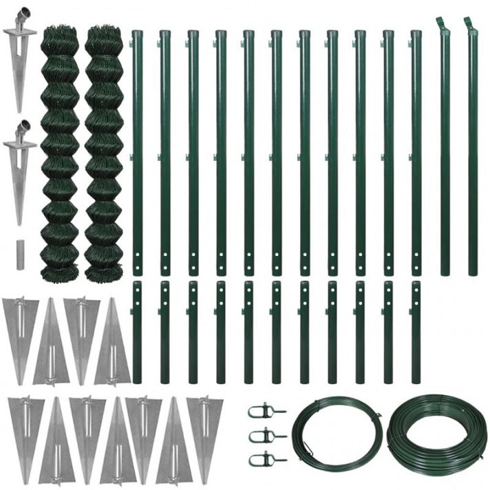 Pack x2 Valla alambre con anclas de punta verde 197x2500cm total 70x70mm Vida XL