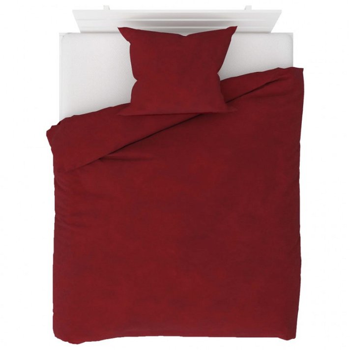 Juego de funda nórdica polar y funda de almohada para cama de una plaza de 140x200 cm color vino tinto Vida XL