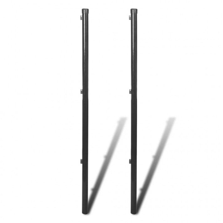 Pack de 2 postes para vallade acero con revestimiento en polvo color gris 195 cm Vida XL