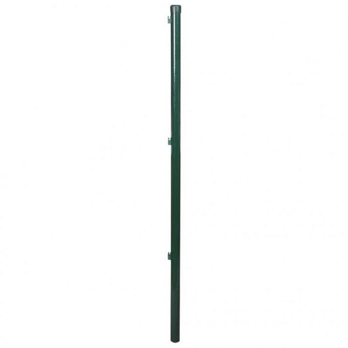 Pack de 2 unidades de poste de hierro para valla de 150 cm de alto 34 mm de diámetro verde oscuro Vida XL