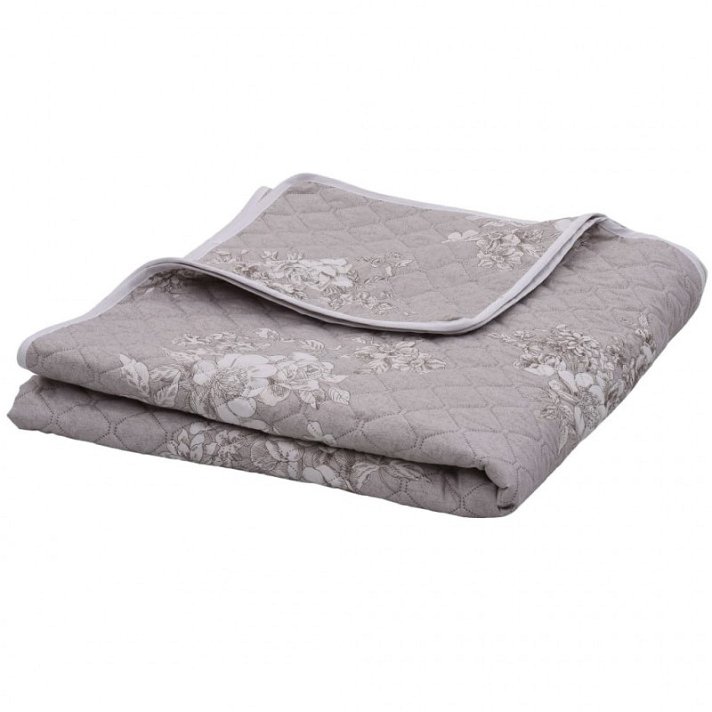 Edredón para cama Super King size en color gris topo con estampado floral Vida XL