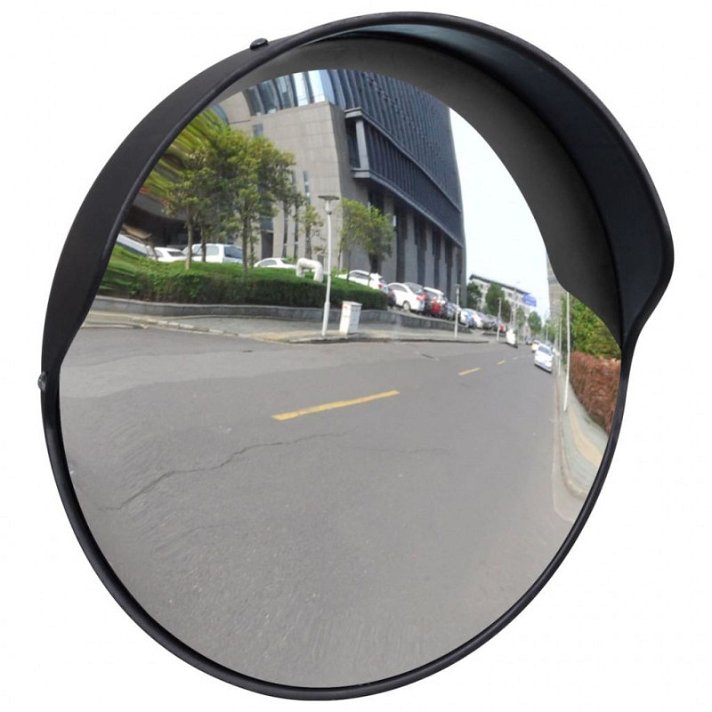 Miroir de circulation convexe en plastique PC et acier de 30 cm de diamètre de couleur noire Vida XL