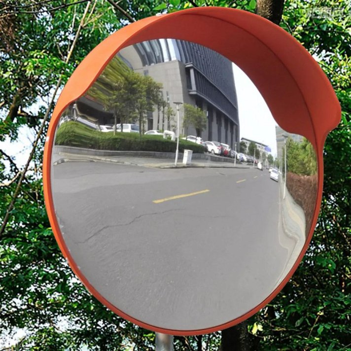 Specchio stradale convesso in plastica PC e acciaio con diametro di 45 cm di colore arancione Vida XL